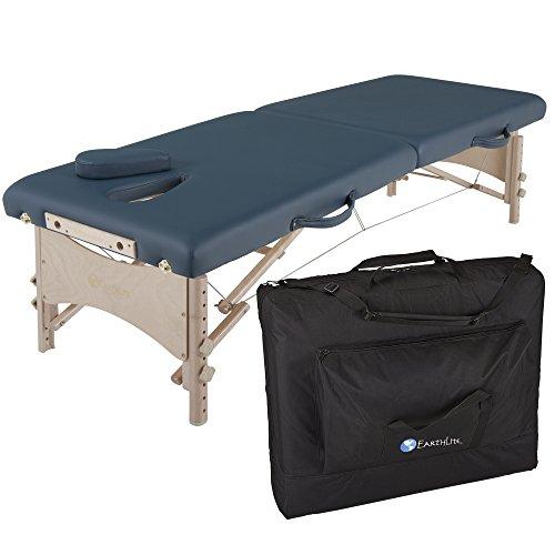 Earthlite EARTHLITE MediSport Portable Massage Table Package - Heavy Duty, Low Height Range, Ideal for Osteopaths, Chiropractors & Physical Therapists incl. Face Hole, Filler and Carry Case, Agate Blue