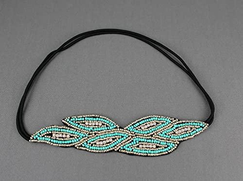 Wholesale Fashion HairClip Turquoise Gold Leaf Leaves Beaded Headband Applique Fascinator Head Hair Band Fashion hair Accessories for Women