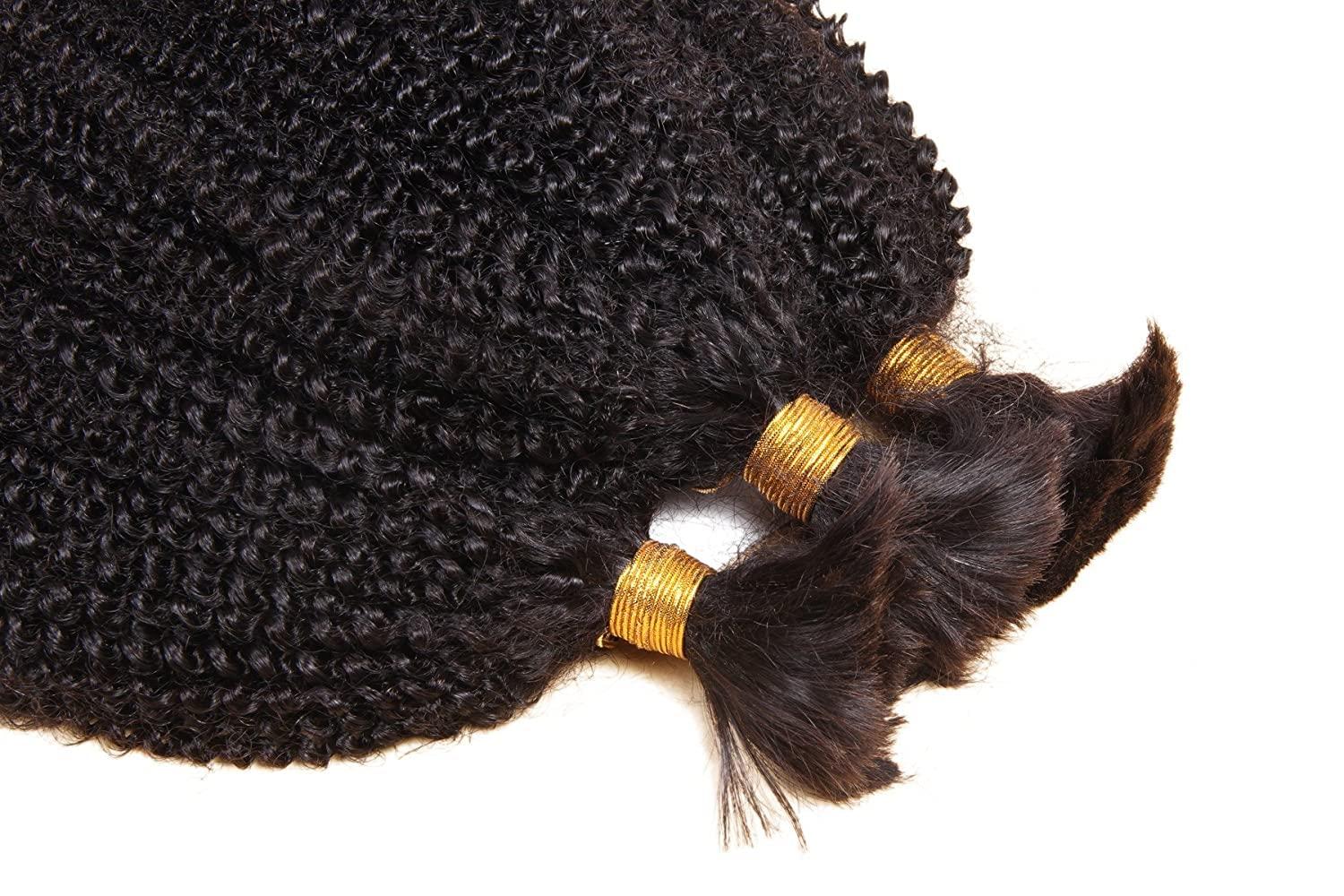 Limited Beauty Bulk Human Hair for Braiding Afro Kinky Curly 100% Unprocessed Brazilian Bulk hair Human Hair Micro Braiding No Weft Human Hair Deep Curly 100g/Bundle 14inch