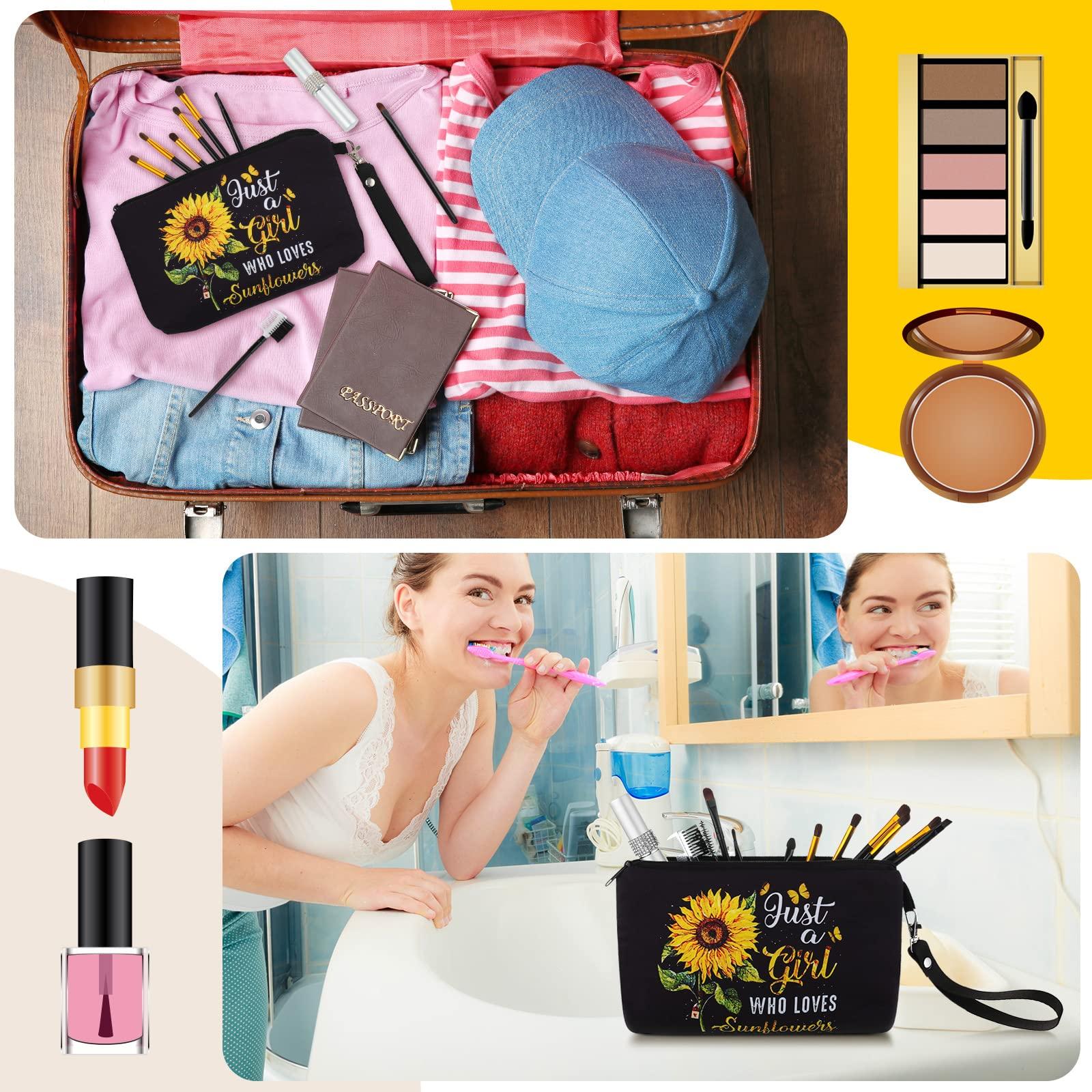 Saintrygo Saintrygo Sunflower Gifts Bag for Women Just a Lady Who Loves Sunflowers Cosmetic Bag Makeup Pouch Purse with Zipper Pencil Travel Supplies