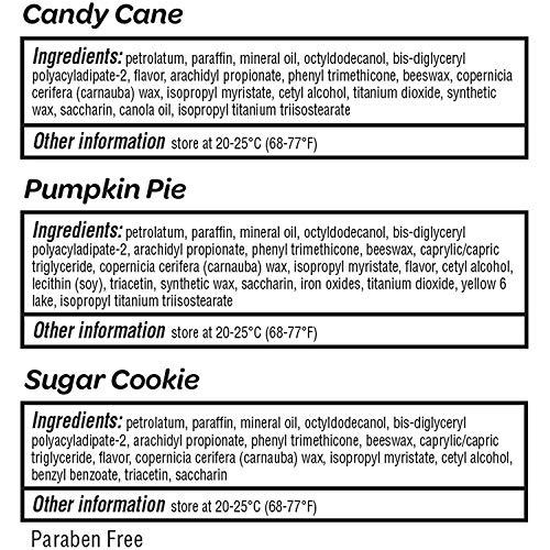 ChapStick ChapStick Holiday Limited Edition Seasonal Flavored Lip Balm Tube, Candy Cane, Pumpkin Pie & Sugar Cookie Flavors, 0.15 Ounce Each, 6 Sticks Total