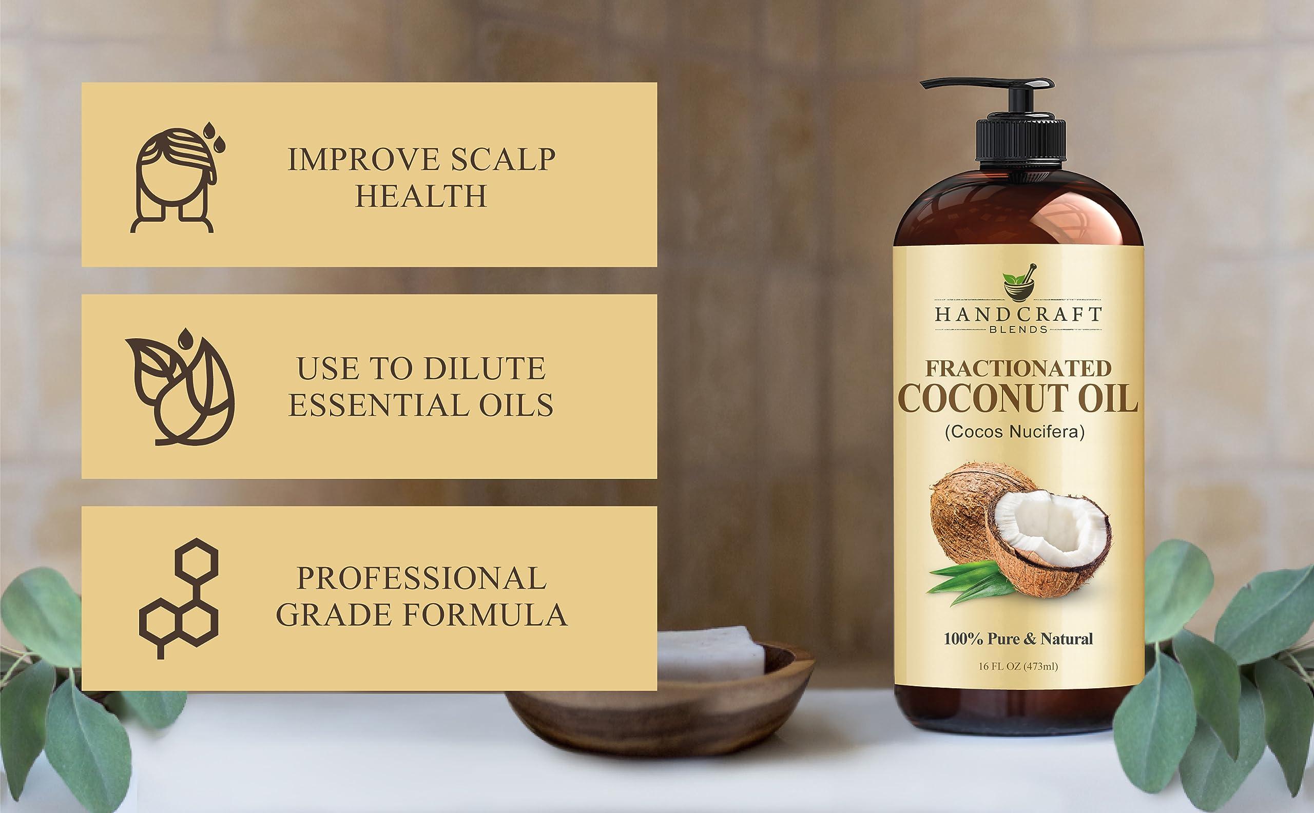 Handcraft Blends Handcraft Blends Fractionated Coconut Oil - 16 Fl Oz - 100% Pure and Natural - Premium Grade Carrier Oil for Skin, Hair and Body - Massage - Hair Tonic