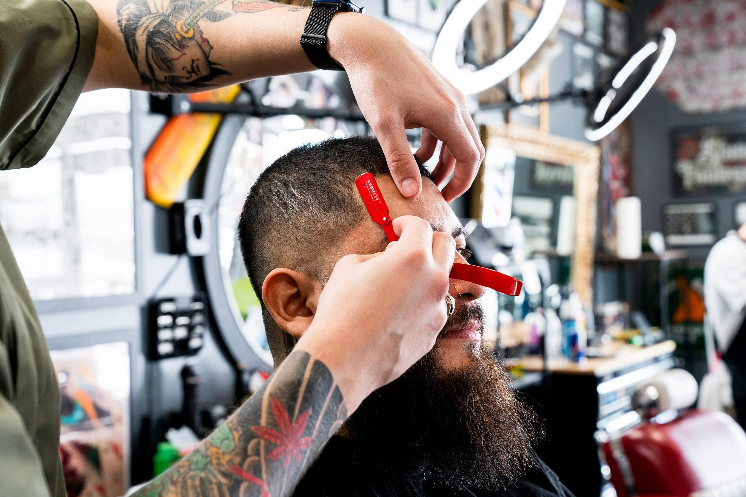 GRAVITY RAZORS Professional Straight Razor Bundle - Stainless Steel Straight Razor Kit with 20 Gravity Premium Blades (Apollo13, Old Testament)