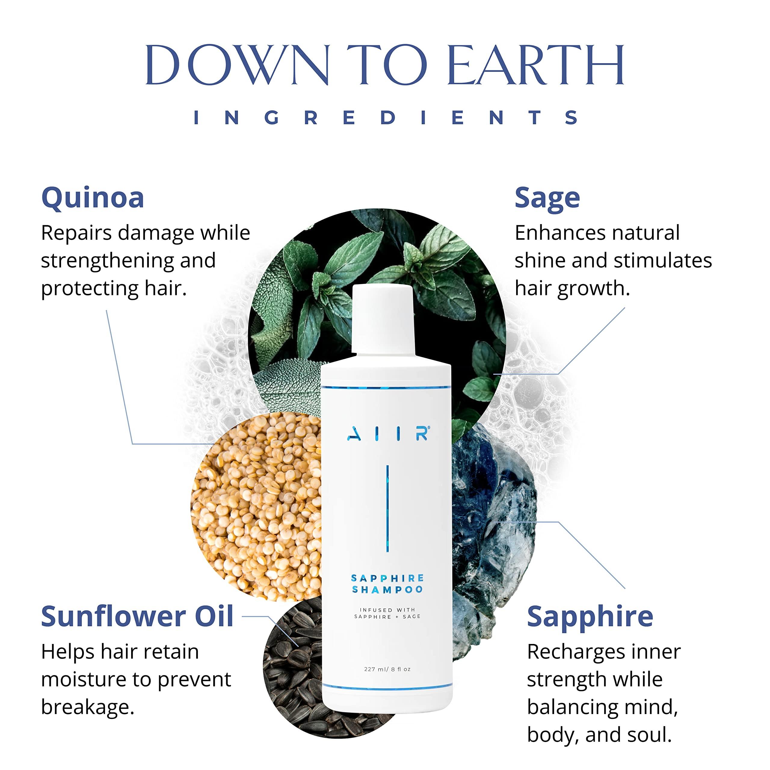 AIIR AIIR Sapphire Shampoo, Conditioner & Mask Bundle, Color Treated & Damaged Hair, Strengthen & Repair with Coconut Oil, Sulfate Free, Crystal Infused for Stronger, Healthier and Shinier Hair