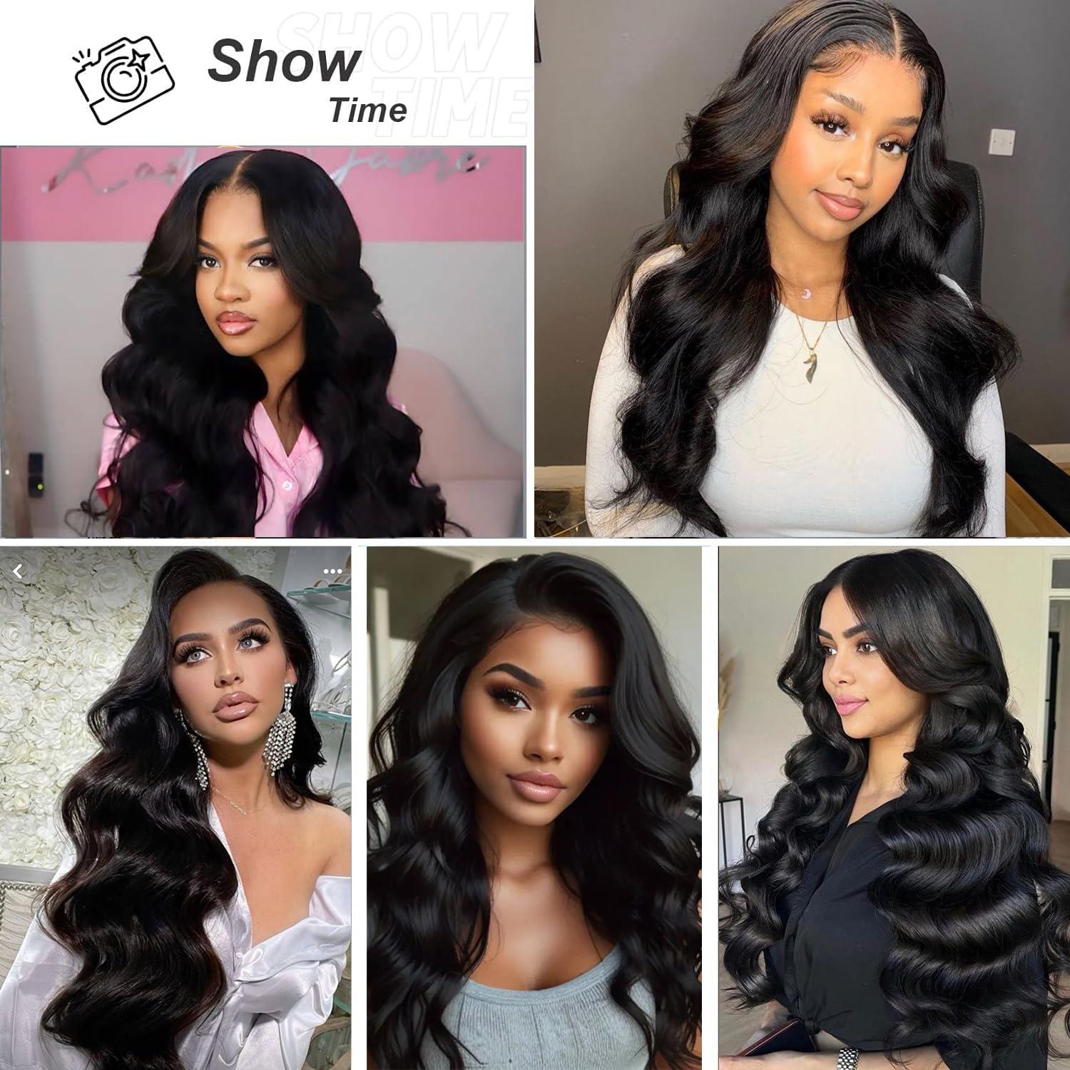 beautkol U Part Human Hair Wig Body Wave Brazilian Virgin Hair Glueless Wigs Human Hair 180% density U Part Wig for Black Women Clip In U Part Wig Human Hair Upart half wig Natural Black Color 28 inch