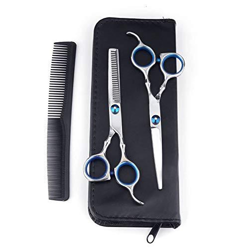 Unknown NA Shears Hair Professional Set with Razor, Hair Thinning Scissors, Leather Case,Stainless Steel with Detachable Finger Ring