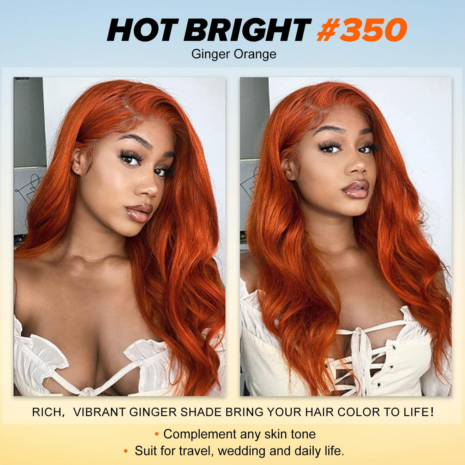 ALHER ALHER Ginger Bundles Human Hair Body Wave Ginger Bundles 350 Bundles Human Hair Sew In Weave Wavy 3 Bundles for Black Women 10A 100% Brazilian Remy Hair Soft Thick Copper Orange Color 10 12 14 Inch