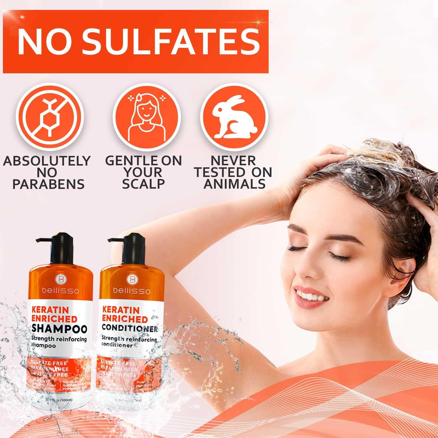 BELLISSO Keratin Shampoo and Conditioner Set and Keratin Shampoo