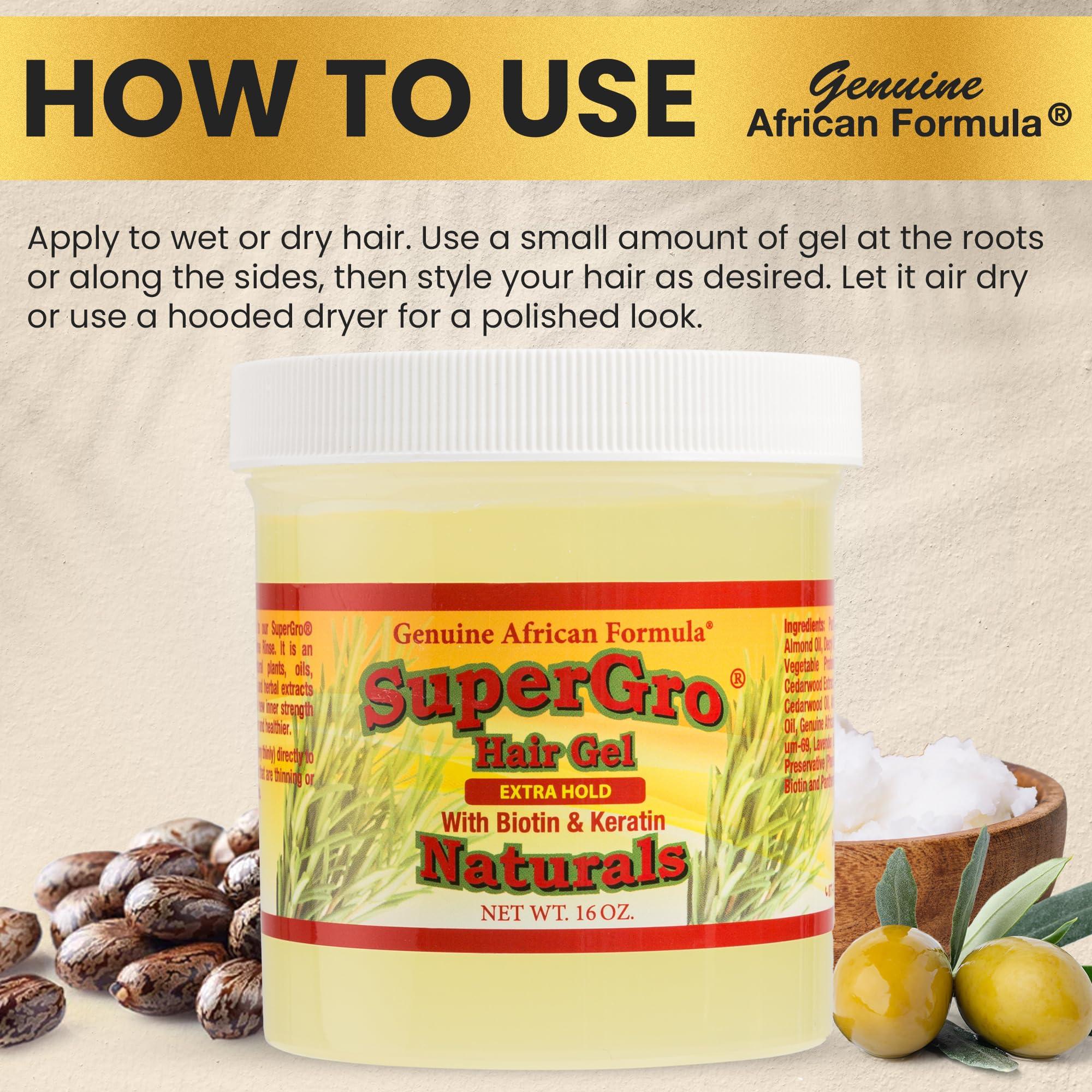 AFRICAN FORMULAS Genuine African Formula SuperGro Extra Hold Gel for Natural Hair Styling - 16 oz