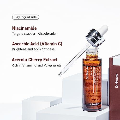 DR.ORACLE DR.ORACLE Acerola–C Ampoule Vitamin C Brightening Serum, Dark Spot Remover, Korean Skin Care Dermatologist Tested, 21;STAY by DR.ORACLE… (1.01 fl oz)