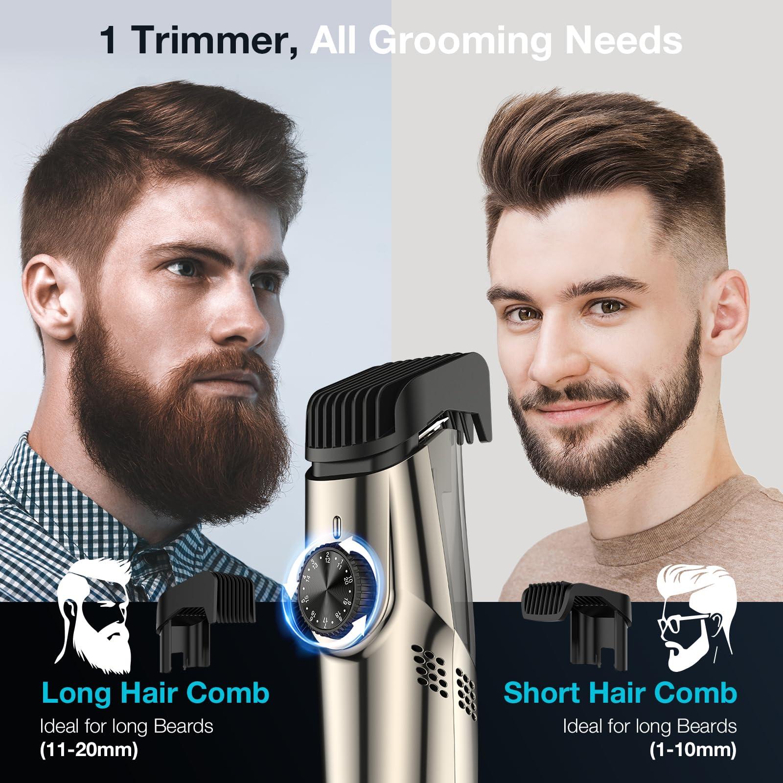 VivaEase VivaEase Vacuum Beard Trimmer for Men, Upgrade Adjustable Length with 2 Comb, Electric Vacuum Trimmer for Beard, Mustache and Stubble, Waterproof and Rinses Easy, High Precision Blades for Skin fit