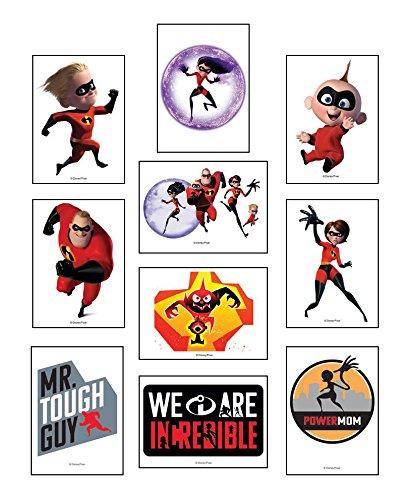 Incredibles Large Incredibles 2 Temporary Tattoos - 3.5" x 2.5" - Featuring Mr. Incredible, Elastigirl, Violet, Dash and Jack Jack, 30 pcs for Party Favors/Party Activity/Goodie Bags