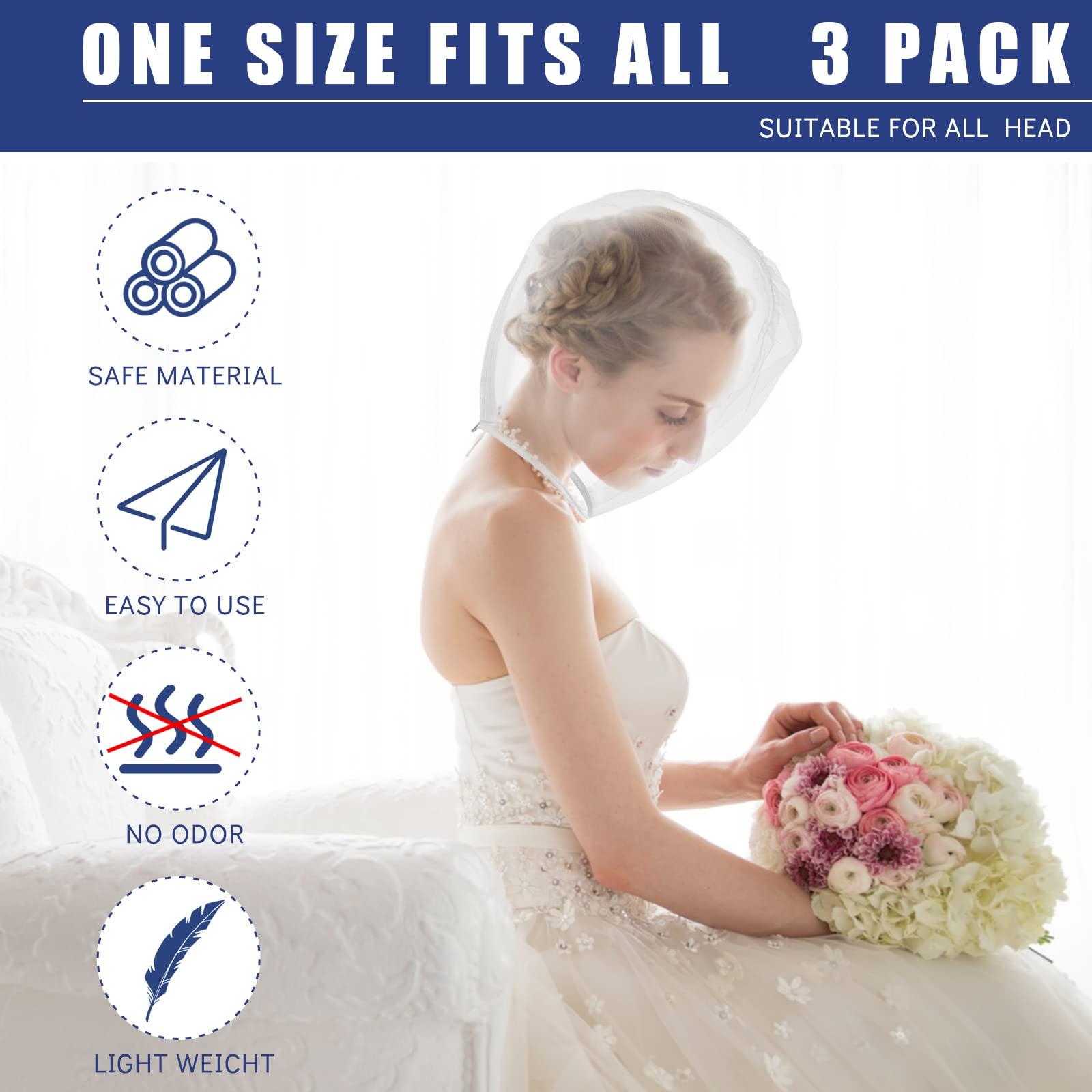 Flutesan Flutesan 3 Pieces Makeup Protector Hood Nylon Chiffon Makeup Hood Zipper Closure Makeup Face Cover for Women Beauty Weddings(White)