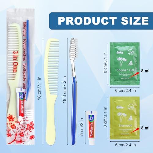 fafortune Bulk Hygiene Kits for Homeless,Disposable Toothbrushes with Toothpaste and Comb for Homeless Individually WrappedBasic Toiletry Kits Travel Size Shampoo And Body Wash For Hotel,Air Bnb Charity(40)