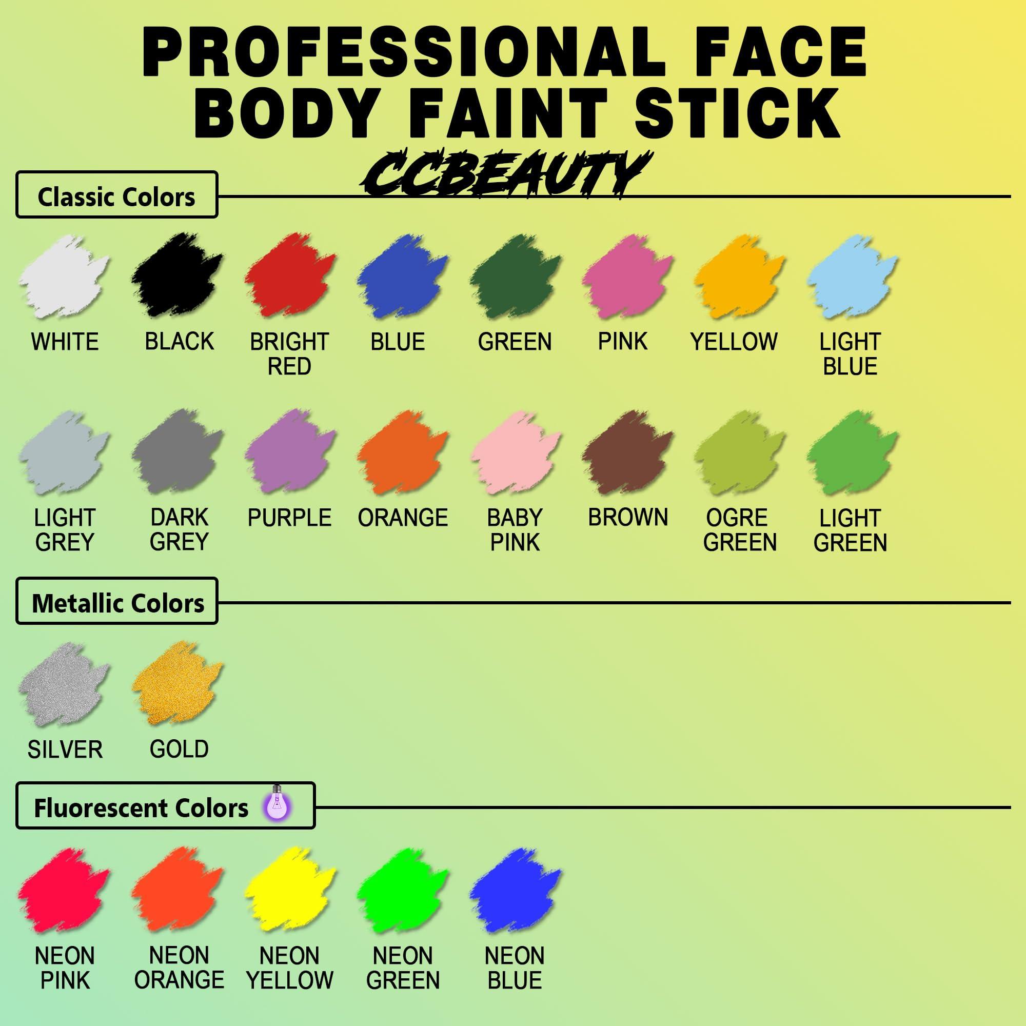 CCbeauty CCBeauty Neon Pink Face Body Paint Stick Oil, Hot Pink Eye Black, Face Painting Kit Glow in the Black Lights Clown Makeup, Halloween Hypoallergenic Foundation for Cosplay Costume Parites