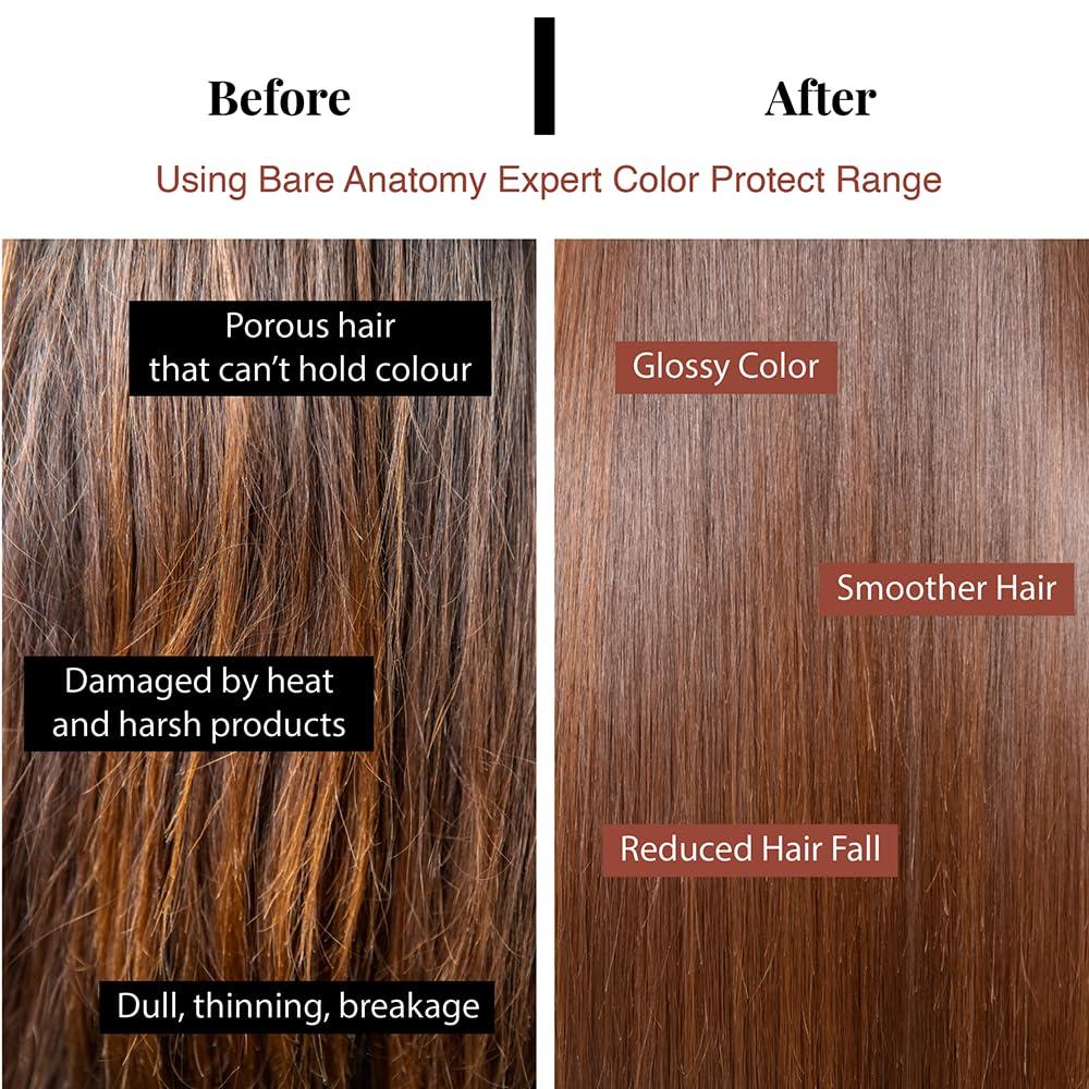 Bare Anatomy Bare Anatomy Hair Colour Protect Shampoo | Retains Colour Upto 8 Weeks | Repairs Damage With Amino Acid & Quinoa Protein | Sulphate & Paraben Free | For Dry & Frizzy Coloured Hair 8.8 Floz