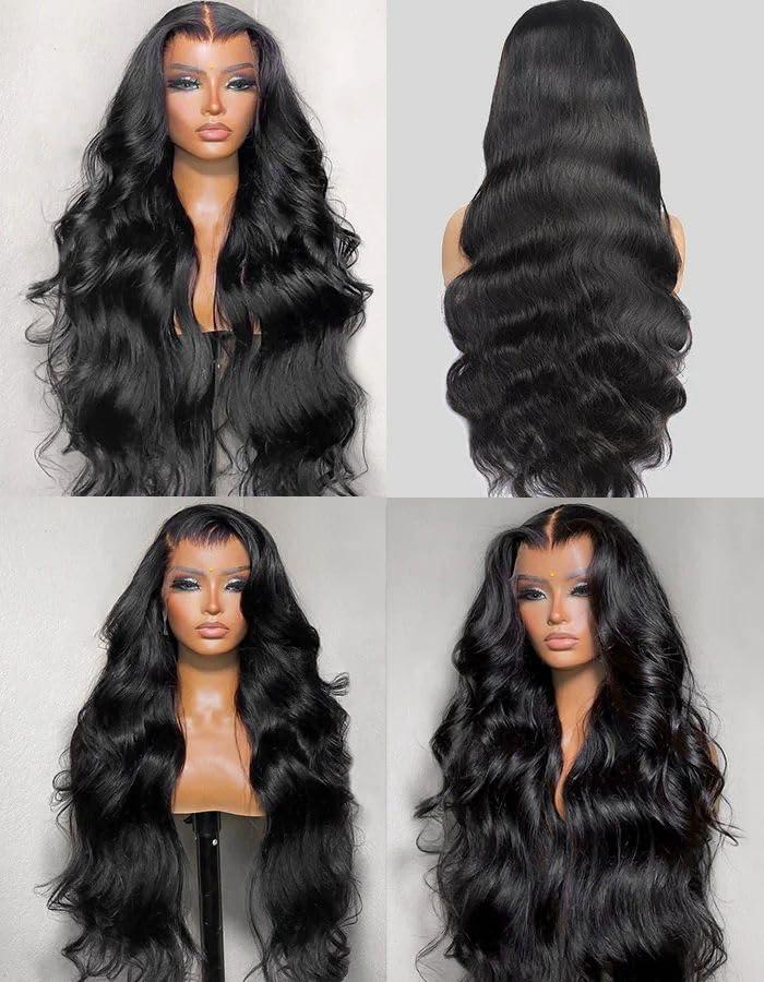 celaude celaude Body Wave 360 Lace Front Wigs Human Hair Pre Plucked 360 Full Lace Frontal Human Hair Wigs for Women Hd Lace Wig with Baby Hair Around Natural Color 32 inch