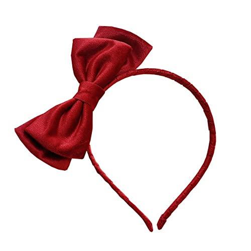 Generic Velvet Bow Hair Band Cute Retro Princess Hair Hoop Korean Hair Accessories Gift Headband Cloth Double Layer Bow Sweet Decoration(Side Bow,Red)