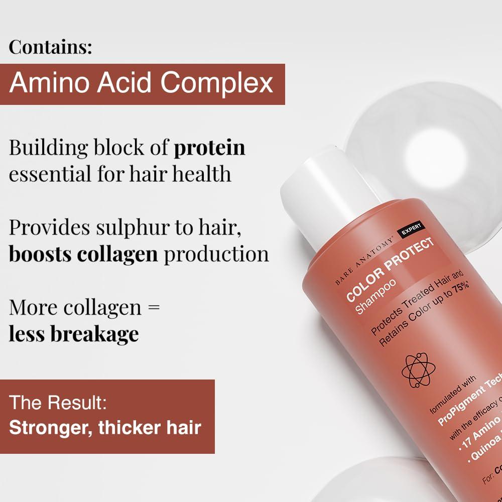 Bare Anatomy Bare Anatomy Hair Colour Protect Shampoo | Retains Colour Upto 8 Weeks | Repairs Damage With Amino Acid & Quinoa Protein | Sulphate & Paraben Free | For Dry & Frizzy Coloured Hair 8.8 Floz