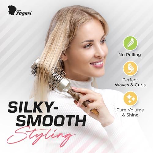 Fagaci Fagaci Hair Clippers for Men and Round Brush for Blow Out Set, Barber Clippers for Hair Cutting, Cordless Hair Clippers and Trimmers Set, Maquina de Cortar Cabello, Round Brush for Blow Drying