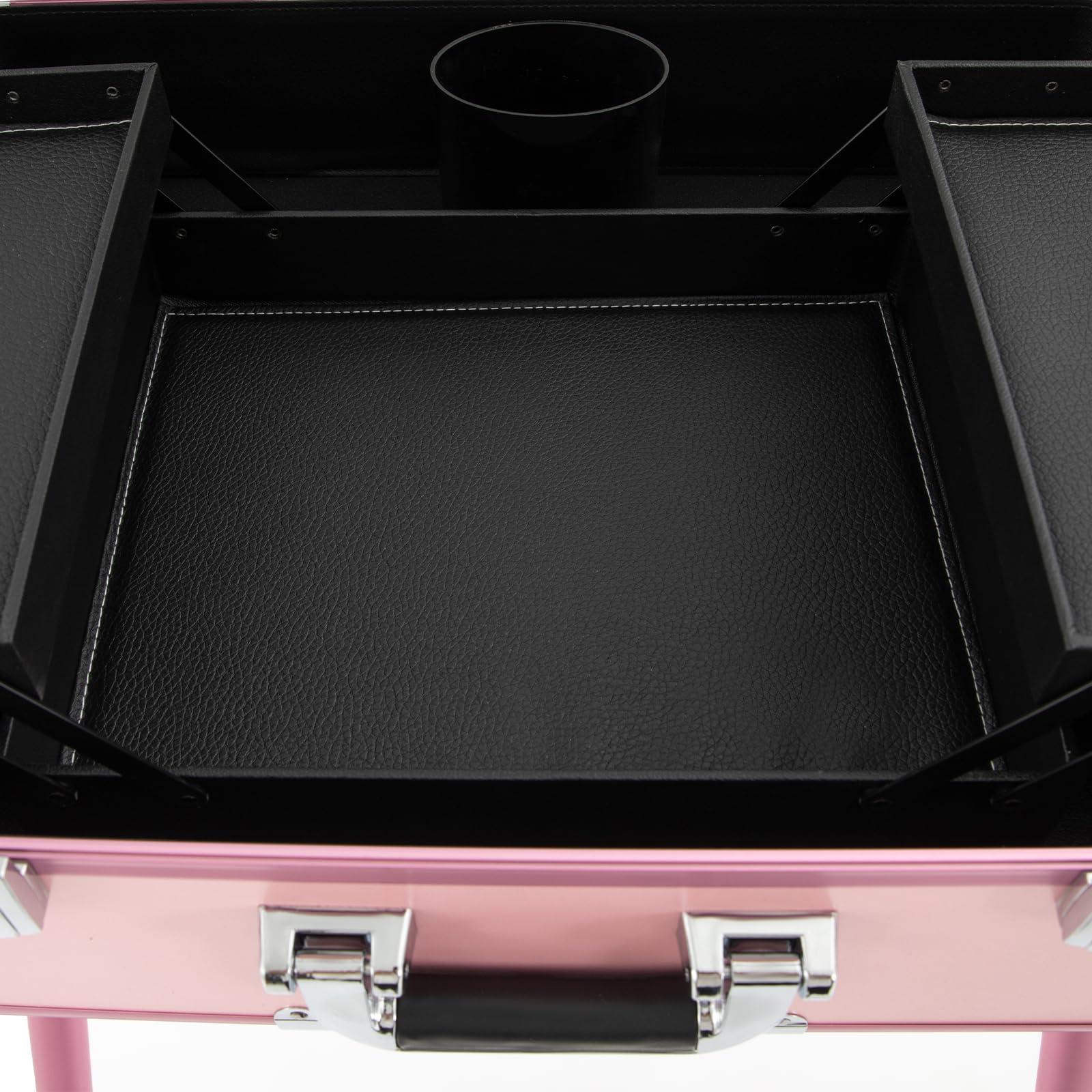 YIYIONCE YIYIONCE Trolley Makeup Train Case, Professional Makeup Case with LED Lights, Bluetooth & Wheels, Portable Rolling Makeup/Salon Station for Professional Use (Pink)| US STOCK