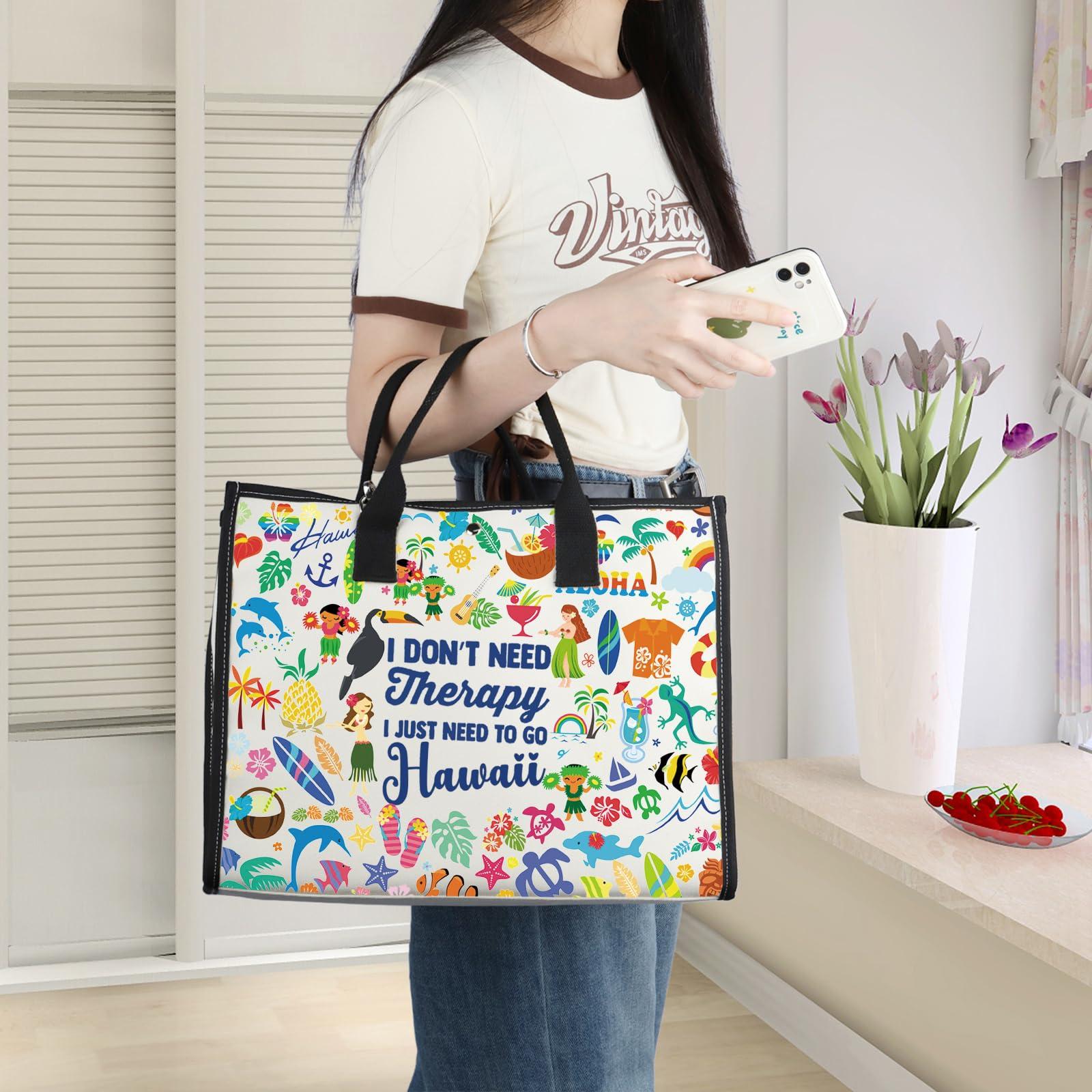 WZMPA WZMPA Hawaii Vacation Travel Bag Hawaiian Gifts I Don't Need Therapy I Just Need To Go Hawaii Makeup Zipper Pouch Bag Hawaii Trip Merchandise (Therapy Hawaii-TB)