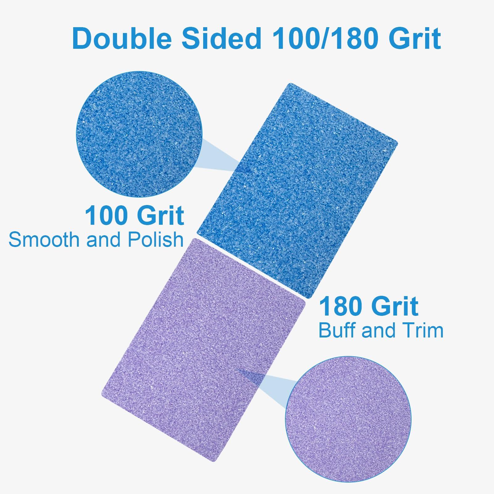 AhaTopia Nail Buffers (50 Pack), Mini Buffer Block Nail File for Acrylic Nails and Natural Nails, 100/180 Grit Nail Buffer Block Bulk Buffing Blocks Nail Buff Professional Manicure File Blocks Set Blue/Purple