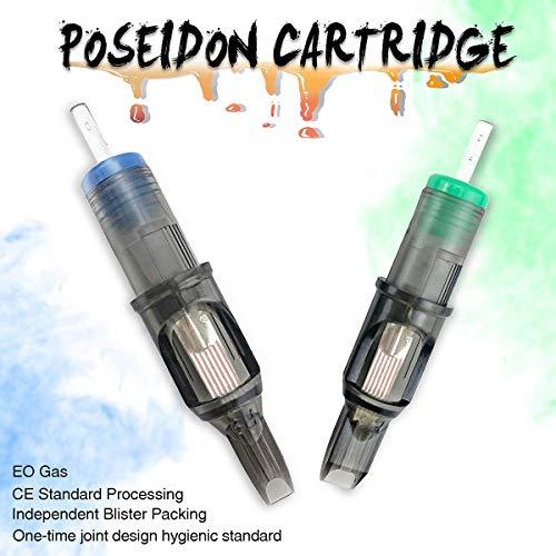 UPTATSUPPLY Poseidon Tattoo Cartridge Needles 50Pcs Assorted Mixed Size Round Liner 12 Standard 3rl 5rl 7rl 9rl 11rl Disposable Membrane Tattoo Needles Long Taper for Makeup