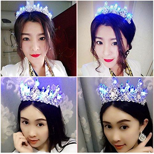 Bridal headdress Luminous Crown Women Brithday Party Wedding Hair Decorations Led Lights Tiara Crown Bride Flower Queen Crown Hair 158 Blue Light