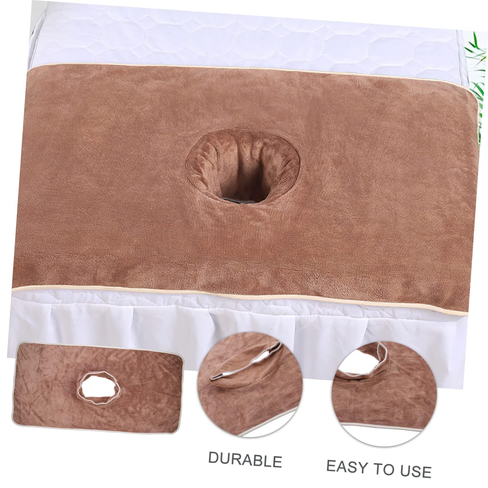 NOLITOY NOLITOY 3pcs Hole Towel Massage Table Headrest Covers Massage Face Rest Cover Beauty Spa Face Cover Massage Pillow White Towel Bassinet Polyester Beauty Salon Supplies Disposable