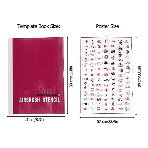 LBEC Temporary Tattoos Stencils, Professional Exquisite Reusable Temporary Tattoo Stencil Book for Face (Book 14)
