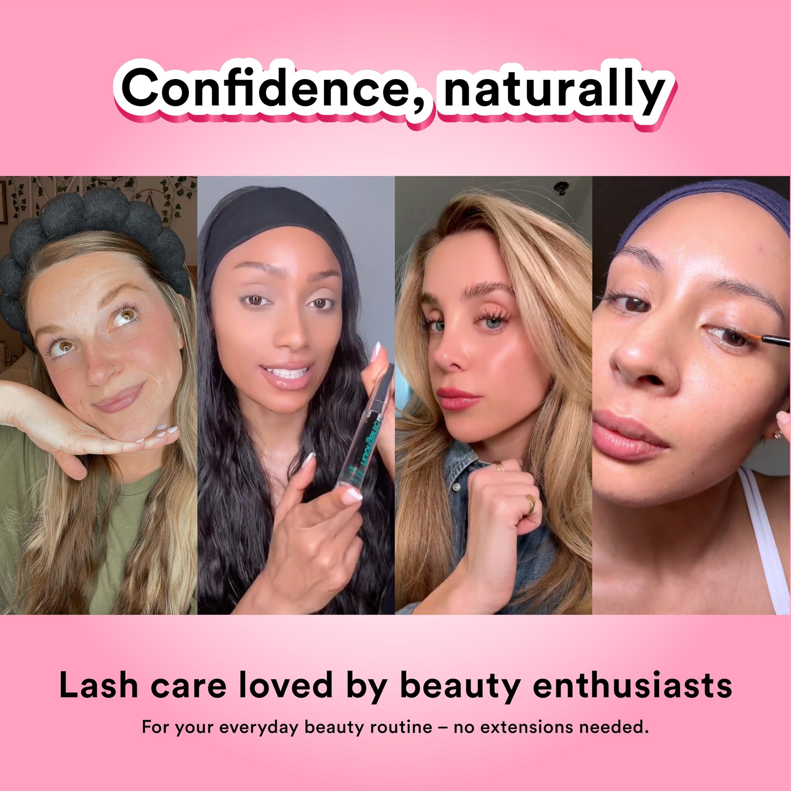 NuOrganic Cosmetics nuorganic Lash Growth Serum - Thicker + Longer + Stronger Eye Lashes in 30 Days - Natural + Vegan + Cruelty Free - As Seen on Tiktok! Extra Large Bottle + 3 Month Supply - 0.3 fl Oz / 8ml