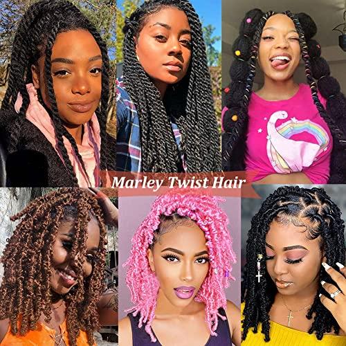M-BOX Burgundy Braiding Hair Red Cuban Twist Hair 24 Inch Marley Twist Braiding Hair Wrapping Hair for Soft Locs 8 Packs Springy Afro Twist Hair Kinky Twist Hair for Braiding