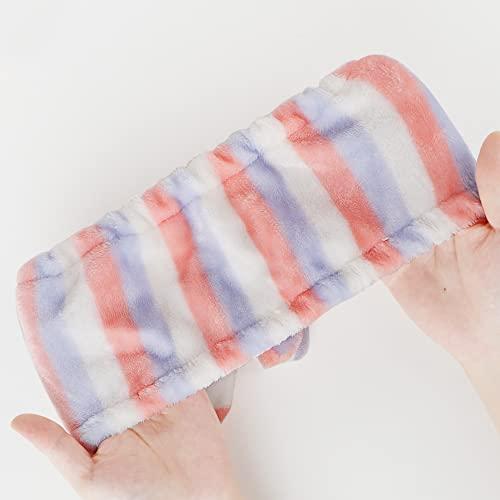 LADES LADES Spa Headband - Fluffy Face Wash Headband and Towel Wristbands for Washing Face Soft Bow Skincare Headbands Wrist Bands for Women Girls Makeup,Face Washing