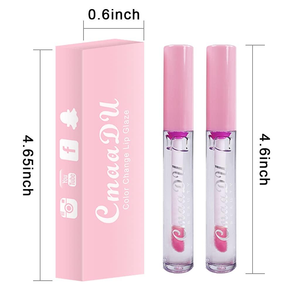 BINGBRUSH BINGBRUSH 2 Pcs Color Changing Lip Gloss Lip Oil Tinted, Pink Magic Mood Lipstick,Temperature Color Change Lip Stain Lip Balm, Longlasting Lips Will Not Dry Out