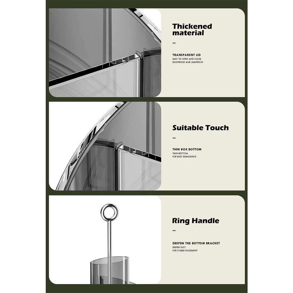 LIVAZIO LIVAZIO Makeup Brush Holder With Lid,Rotating Makeup Brush Storage Box With Cover, Pen Holder For Desk,Makeup Eyeliner Lip Liner Holder Organizer For Vanity,Bathroom,Countertop