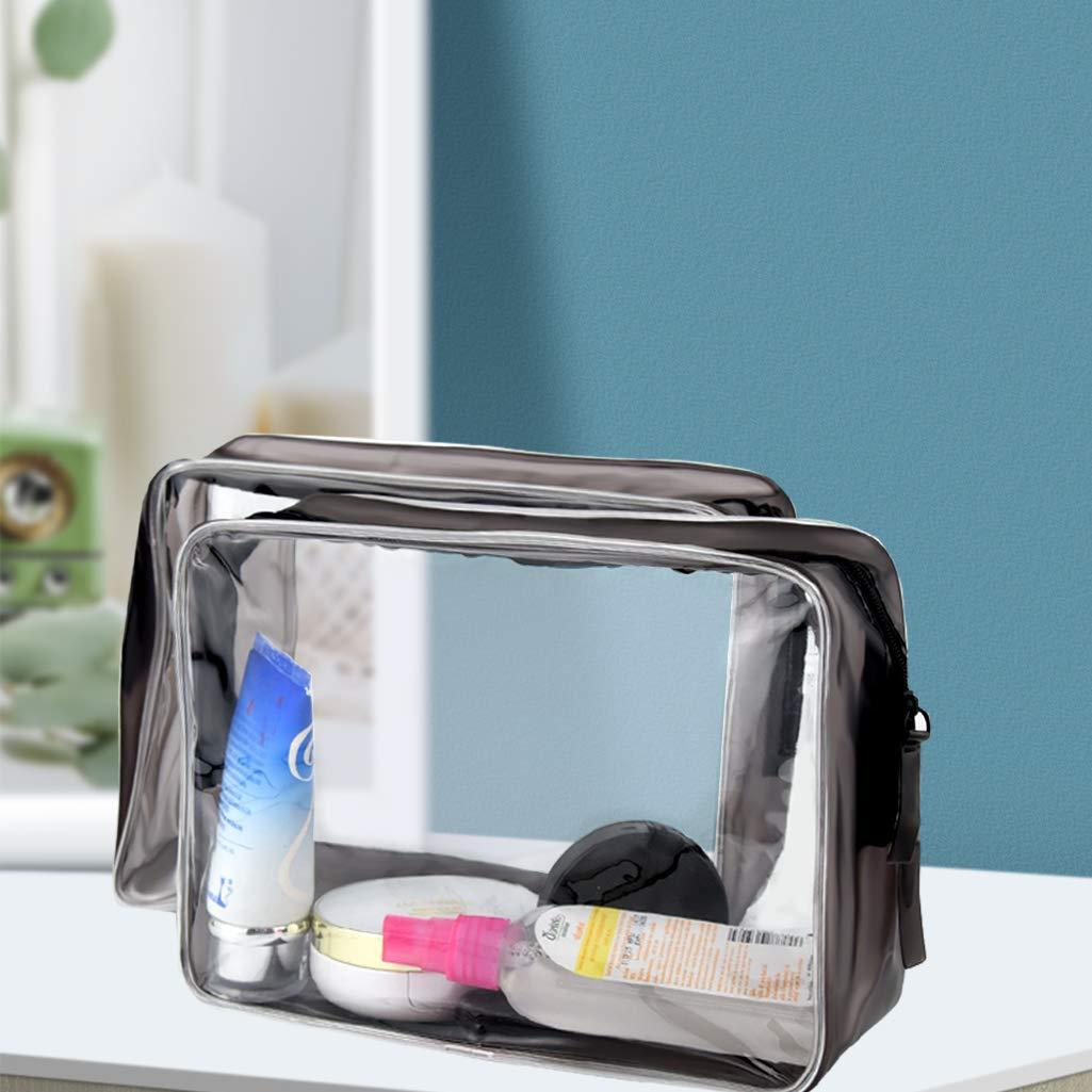 Wobe 5 Packs Clear Cosmetics Bag TSA Approved, Wobe PVC Zippered Toiletry Carry Pouch Portable Makeup Bag for Vacation Travel, Bathroom and Organizing Waterproof Makeup Vinyl Case (Large, Transparent)