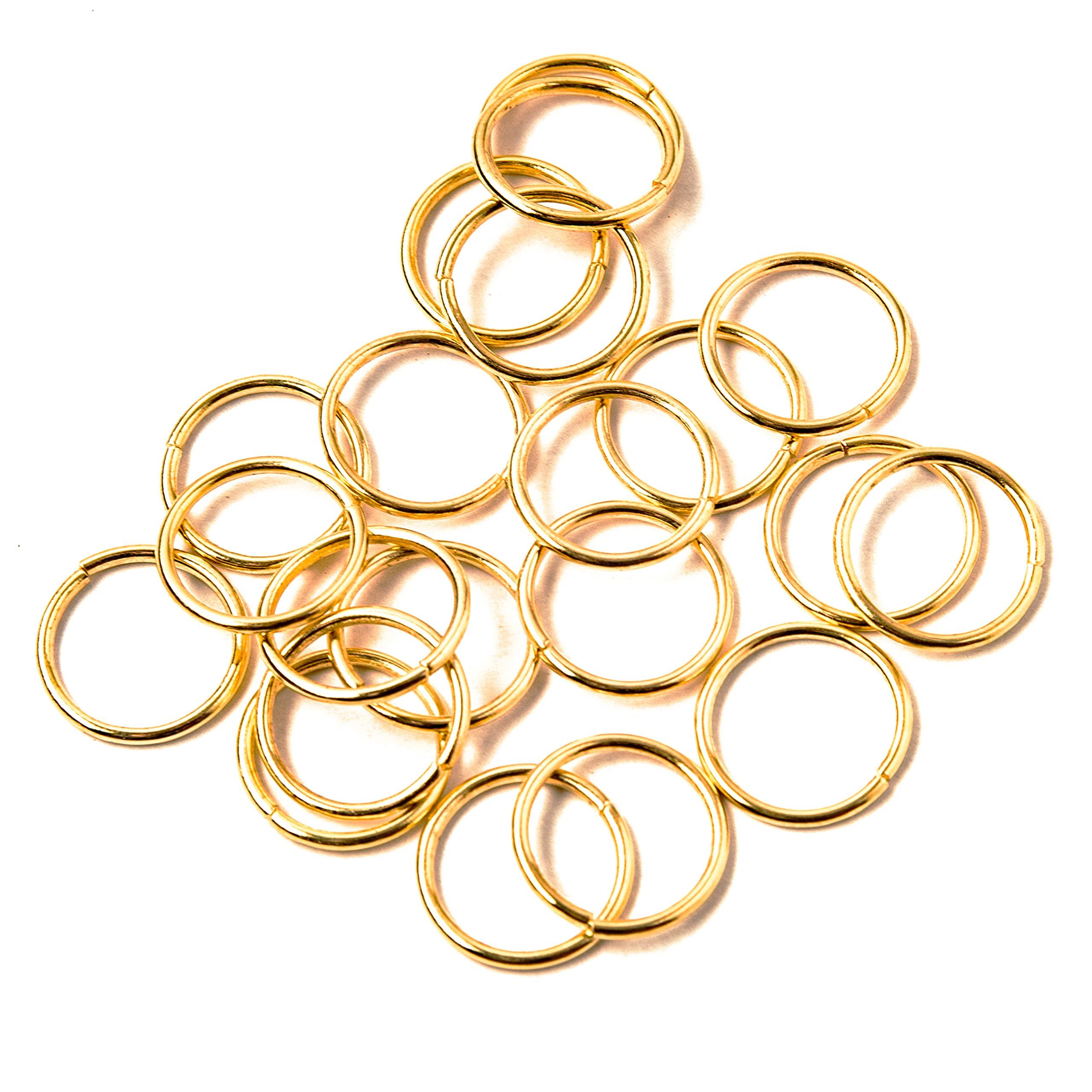 ruech 20 Pack Gold Hair Rings Braid Hair Loop Clips Charms Pendant Rings Hair Accessory (20 Gold Rings)