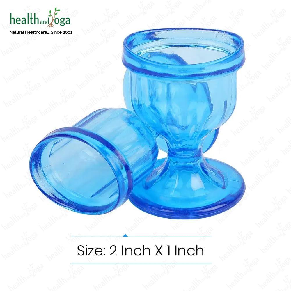 SoulGenie HealthAndYoga ChillEyes Colored Eye Wash Cups for Effective Eye Cleansing - with Storage Container - Eye Shaped Rim, Snug Fit (2 Pcs.)(Blue)