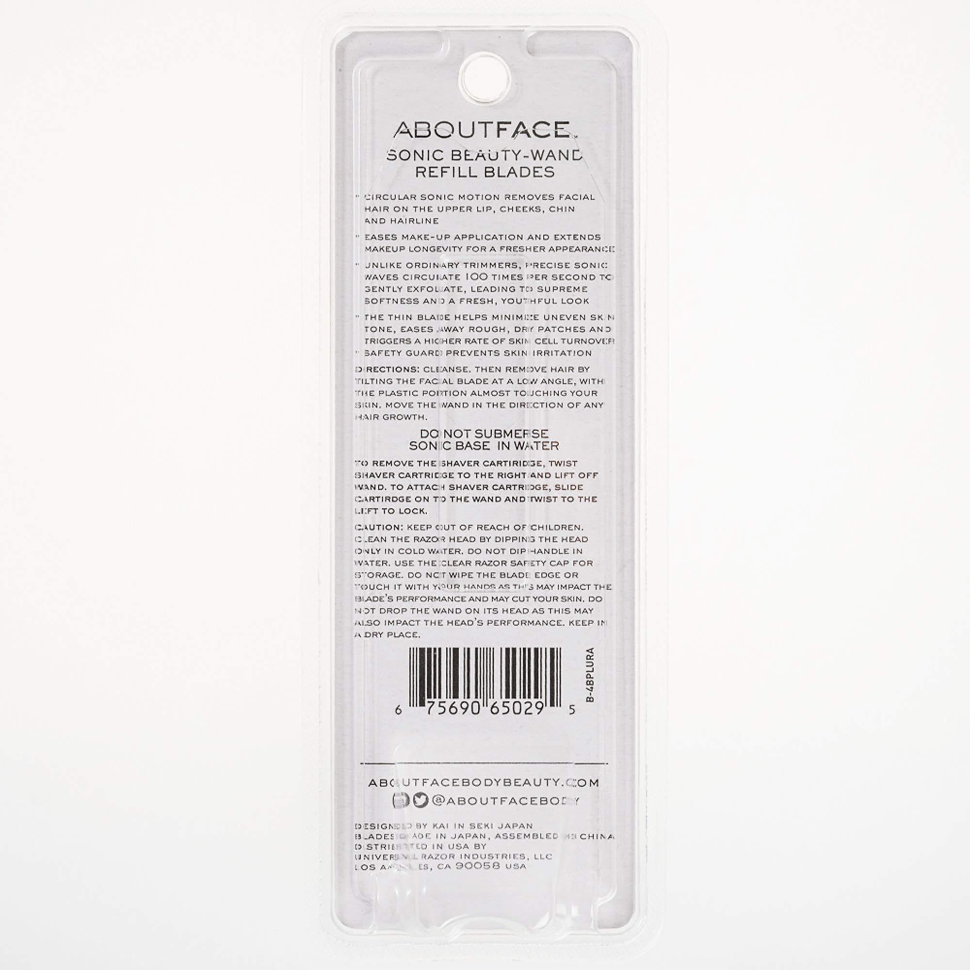About Face About Face Sonic Beauty-Wand Refill Blades for Exfoliating, 4 Pack Includes 2 Facial Blades & 2 Brow Blades