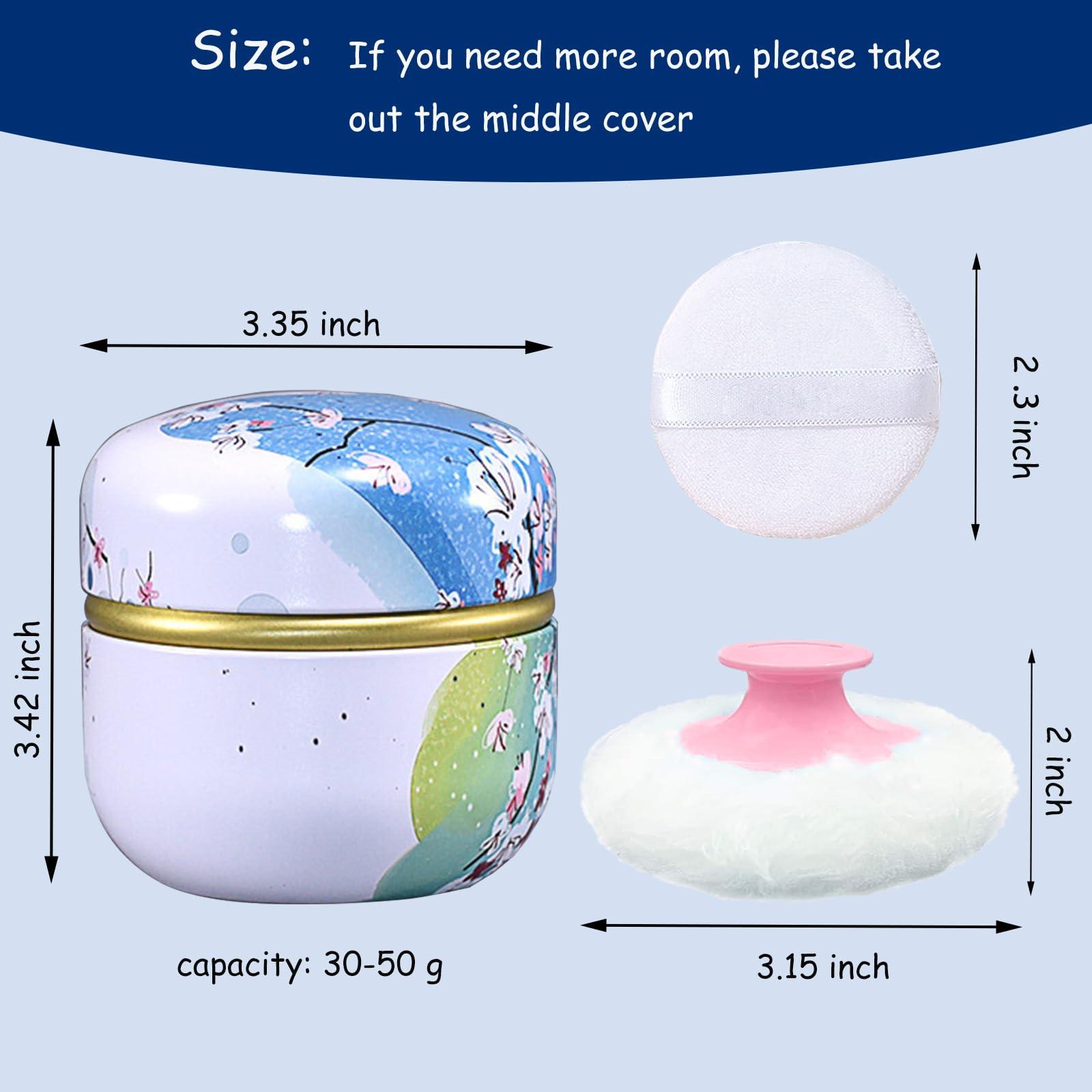 Qopoto Qopoto Body Powder Puff and Container for Dusting Powder, Baby Women Powder Puff and Powder Case for Bath and Travel (Plum Blossom)