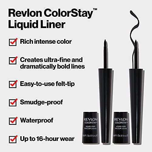 REVLON Revlon ColorStay Liquid Eyeliner, Waterproof, Smudgeproof, Longwear Intense Eye Makeup with Fine Tip, Ophthalmologist Tested, Black Brown (252)
