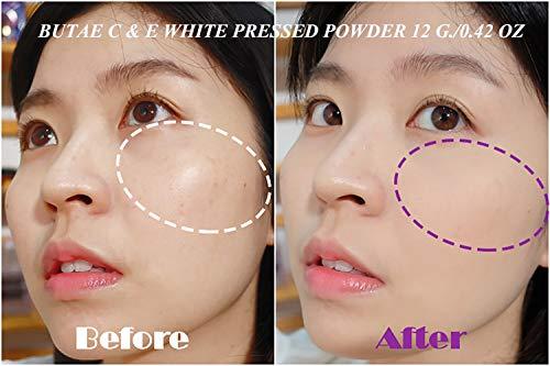 BUTAE C & E White Oil Control Face Pressed Powder Foundation Compact, Covers Dark Spot & Wrinkle, Long Lasting, Natural Radiant Glowing Perfect Skin, Clean Matte Makeup No.2 Soft Honey 12 G./0.42 OZ