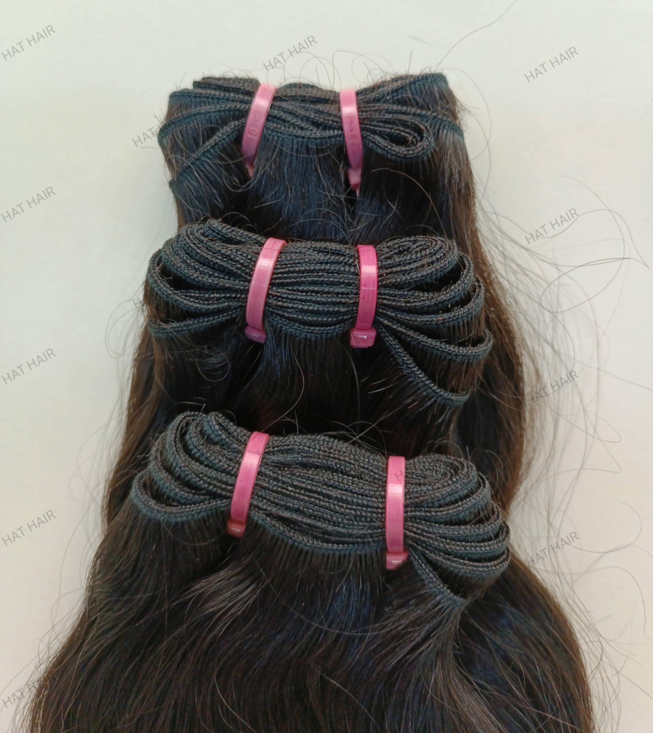 Generic 3 Bundles Indian Wavy Human Hair Extensions 300 grams - 330 grams Unprocessed Raw Hair Weft Human Hair Extensions Natural Black Color (22/24/26 Inches)