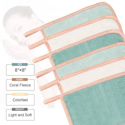 PHOGARY PHOGARY Microfiber Makeup Remover Cloth, 6 Pack Reusable Makeup Eraser Cloth for Face, Microfibre Erase Your Face Washcloths, Make up Cloth Remover Towel - Gentle on Skin (8 x 8in, Green)