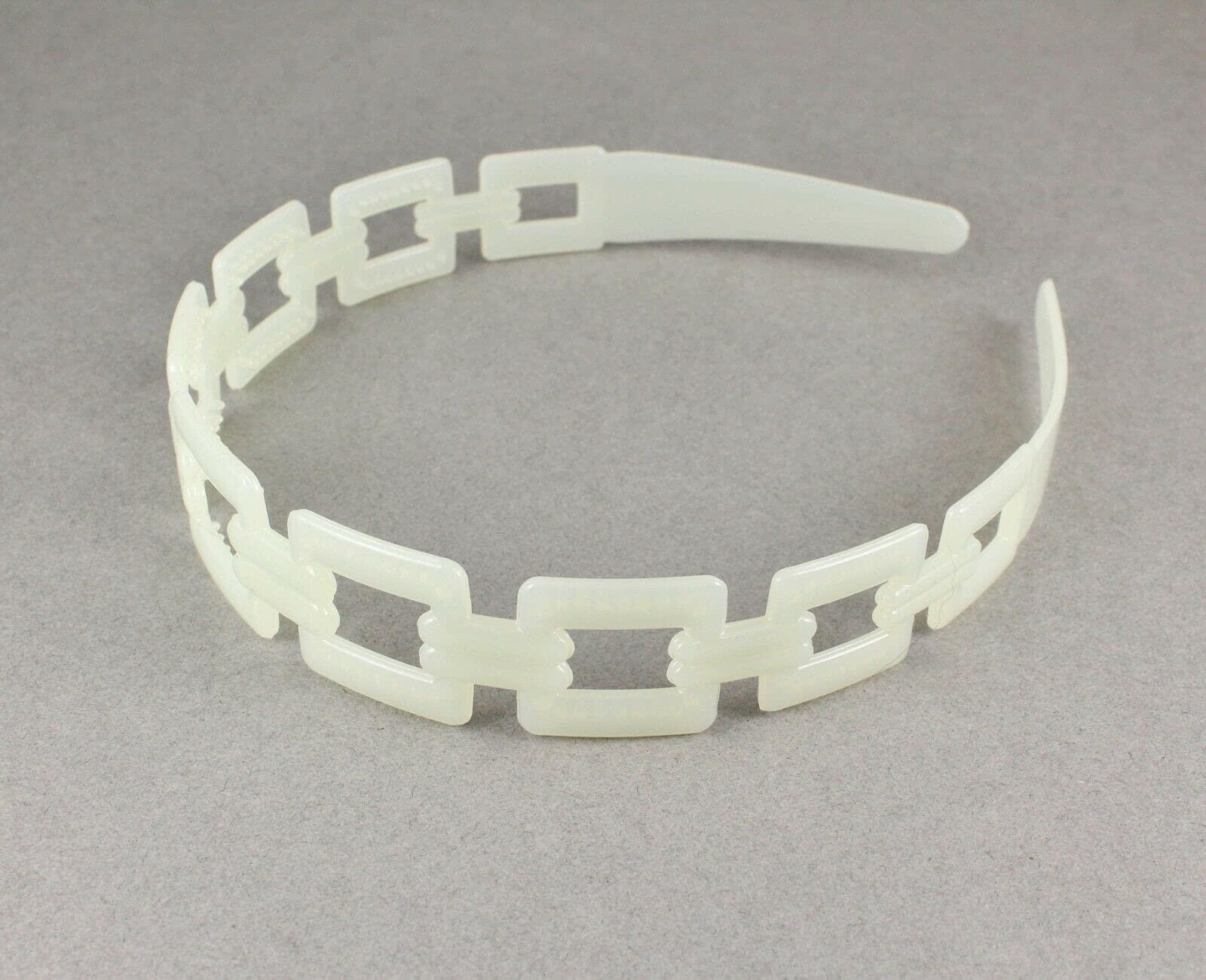 Wholesale Fashion HairClip Cream Plastic Chain Link Headband Square Links Hair Band Accessory Grip Teeth Fashion hair Accessories for Women