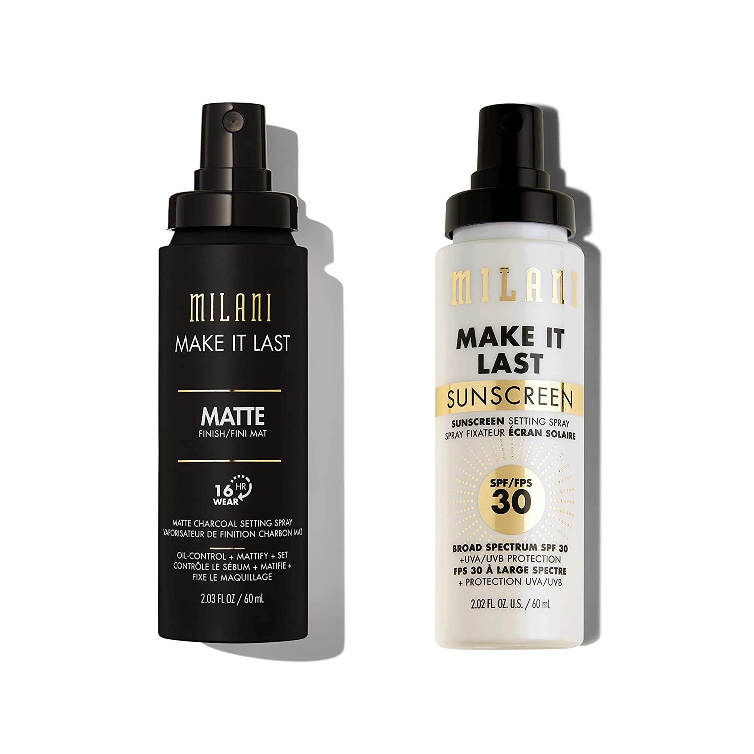 Milani Milani Make it Last Charcoal Matte Setting Spray & Milani Make It Last Sunscreen Setting Spray with SPF30