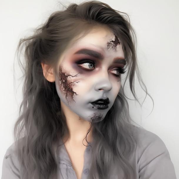 BOBISUKA Clear Liquid Latex + Face Body Paint Palette Set for Halloween Costume, Zombie Makeup, SFX Special Effect Make Up