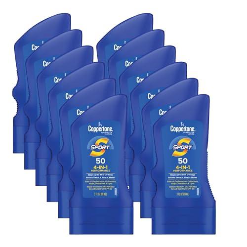 Coppertone Coppertone SPORT Sunscreen Lotion SPF 50, Water Resistant Sunscreen, Broad Spectrum SPF 50 Sunscreen, Bulk Sunscreen Pack, 3 Fl Oz Bottle, 12 Count