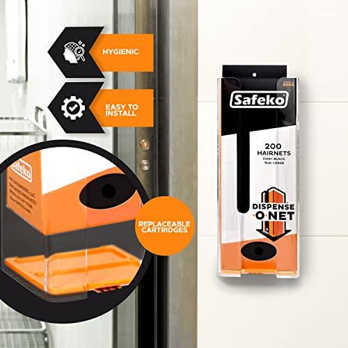 SAFEKO SAFEKO Dispense-O-Net Hairnet Dispenser & Wall Mount | Black Hairnets + Wall Mount | Lightweight Nylon Hairnets | Latex-Free